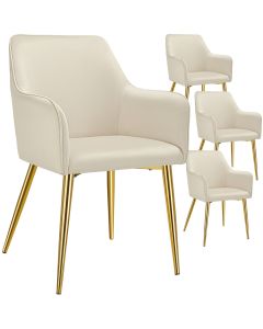 4 sillas de comedor, aspecto aterciopelado, reposabrazos, beige