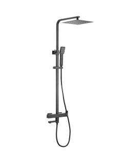 Valaz barra de ducha/bañera cuadrada ajustable 145cm negro mate - 40cm