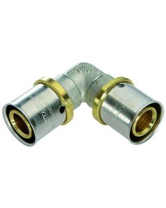Racor acodado de 90° d.16 de latón para tubo multicapa