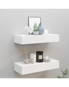 Estantes de pared con cajón 2 uds mdf blanco 60x23,5x10 cm es7417