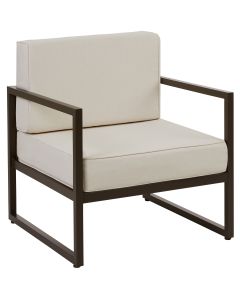 Sillón de jardín, 1 plaza, tapizado grueso, 74x78x85 cm, marrón/beige