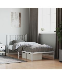 Cama -90x190 cm de metal con cabecero blanco