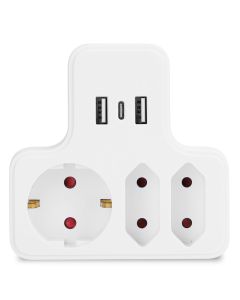 Aigostar adaptador enchufes 3 tomas con 2 usb-a,1 usb-c y protección