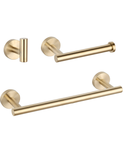 Valaz accesorios baño dorado cepillado toallero 40cm+2perchas+portarollos