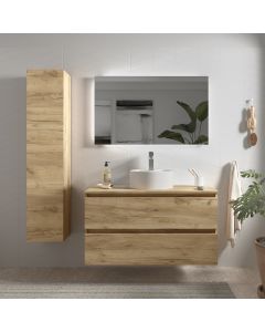 Mueble baño bequia 100 cm roble | lavabo +encimera