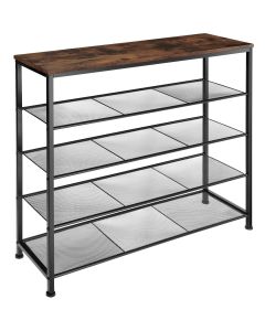 Zapatero estilo industrial y 4 estantes 100x30,5x93 cm madera oscura