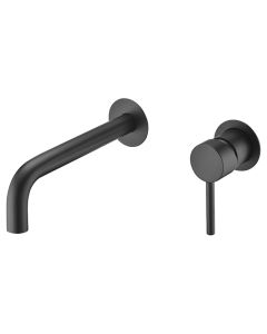 Valaz grifo lavabo empotrado redondo con caño de 21cm negro mate