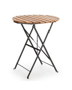 Mesa de jardín plegable ambar de madera y metal negro 60x60 cm