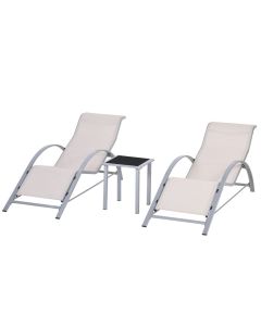 Set 2 tumbonas jardín 59x169x66 cm metal, textilene color beige Outsunny