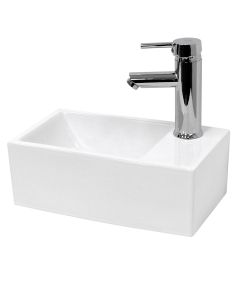 Lavabo cerámico cuadrado 350 x 205 x 125 mm blanco