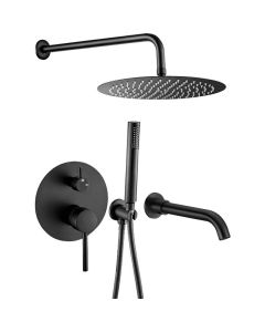Valaz ducha empotrada de bañera a pared negro mate - 20cm