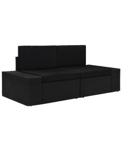 vidaXL sofá seccional de 2 plazas de ratán sintético negro