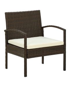 vidaXL silla de jardín con cojín ratán sintético marrón