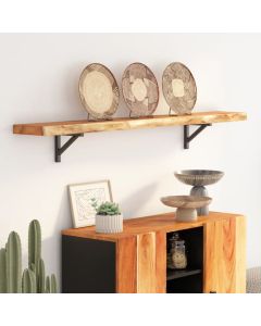 Estante pared rectangular madera acacia borde vivo 160x20x2,5cm