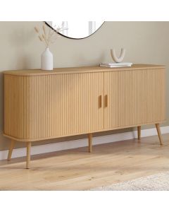 Aparador natural con puertas correderas de lamas 160 cm