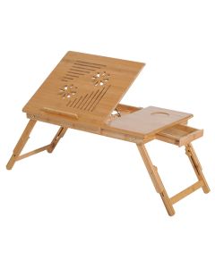 Mesa de ordenador portátil 55x35x32,5 cm bambú color marrón Homcom