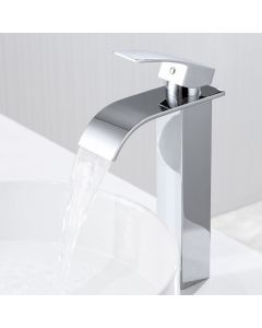 Grifo de lavabo - cromado - mezclador - acero inox - diseño cascada - monta