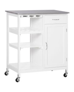 Carrito de cocina 76x48x88 cm mdf color blanco Homcom, hogar - cocina
