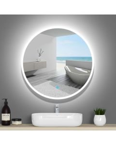 Espejo redondo de baño LED 60cm＋antivaho＋interruptor táctil