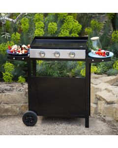 Plancha de gas mérida 3 quemadores 6kw + carrito