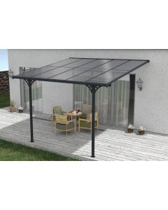 Pérgola de pared aluminio kleo  gris 300 x 300cm-de techo policarbonato