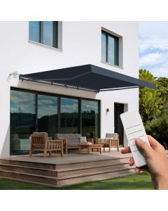 Toldo semicofre motorizado fazzio 5x3m gris - lona premium 320 g/m²