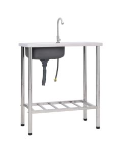 vidaXL fregadero de camping de un seno y grifo acero inoxidable