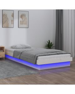 Cama individual LED sin colchón madera maciza blanco es2065