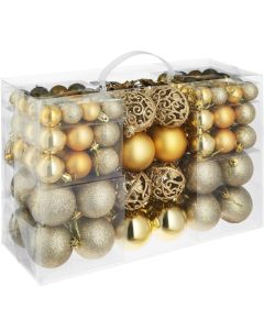 Conjunto de 100 bolas de navidad con cordón incluido, dorado
