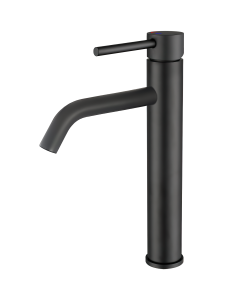 Valaz grifo de lavabo alto pica negro mate apertura agua fría redondo
