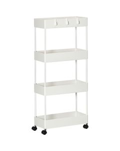 Carrito auxiliar 40x19x90 cm acero, abs color blanco Homcom, hogar - cocina