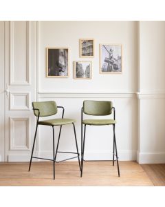 Pack de 2 taburetes de bar léon de polipiel verde