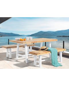 Banco de jardín scania 140 cm madera de acacia blanco