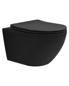 Inodoro suspendido de pared sin descarga cerámica 54 cm negro luxebath
