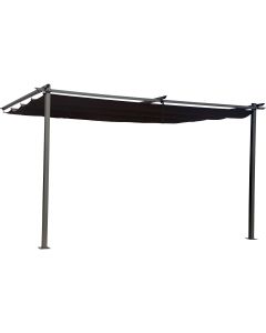 Pérgola adosada de metal con techo retráctil 3 × 4 m – gris antracita