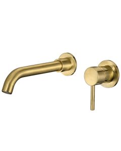 Valaz grifo lavabo empotrado redondo con caño de 21cm dorado cepillado