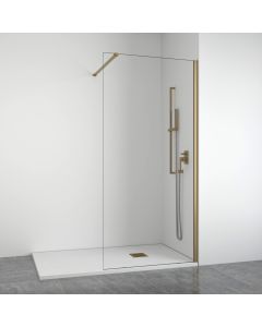 Mampara de ducha frontal fija 8 mm dorada 108-110 cm bellobath