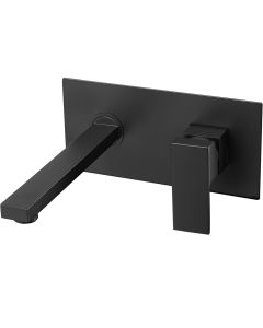 Valaz grifo de lavabo empotrado cuadrado negro mate con caño de 21cm
