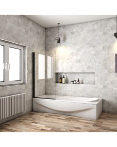 Aica mampara de bañera abatible,vidrio 6mm,negro mate, (78-80)x140cm