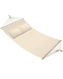 Hamaca doble, carga 240 kg con 2 cojines, 230 x 145 cm, beige