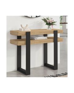 Consola doble industrial de madera negra - 100 cm