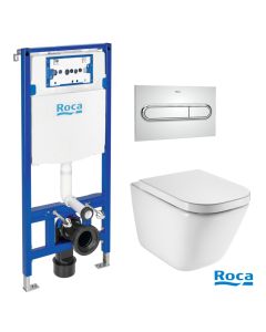 Roca duplo cisterna, pulsador pl1 cromo br con inodoro susp roca the gap