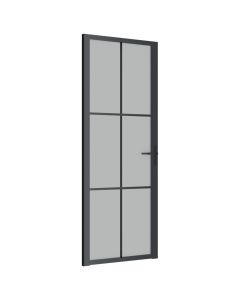 vidaXL puerta interior de vidrio y aluminio negro mate 76x201,5 cm