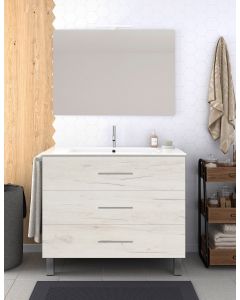 Mueble de baño ribera, lavabo y espejo 60x35cm blanco nórdico