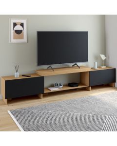 Mueble de tv extensible de madera negra 140-240 cm