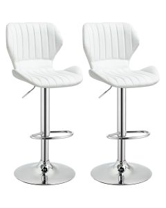 Set 2 taburetes bar 47x51.5x114 cm pu, metal color blanco Homcom
