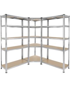 Tectake estantería metálica esquinera, 3 partes, 2625 kg, 165x165x180 cm