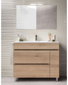 Mueble de baño caprera, lavabo y espejo 90x45cm estepa
