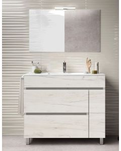 Mueble de baño caprera, lavabo y espejo 100x45cm blanco nórdico