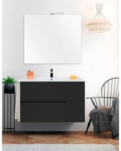 Mueble de baño itaca con lavabo y espejo 80x45cm grafito